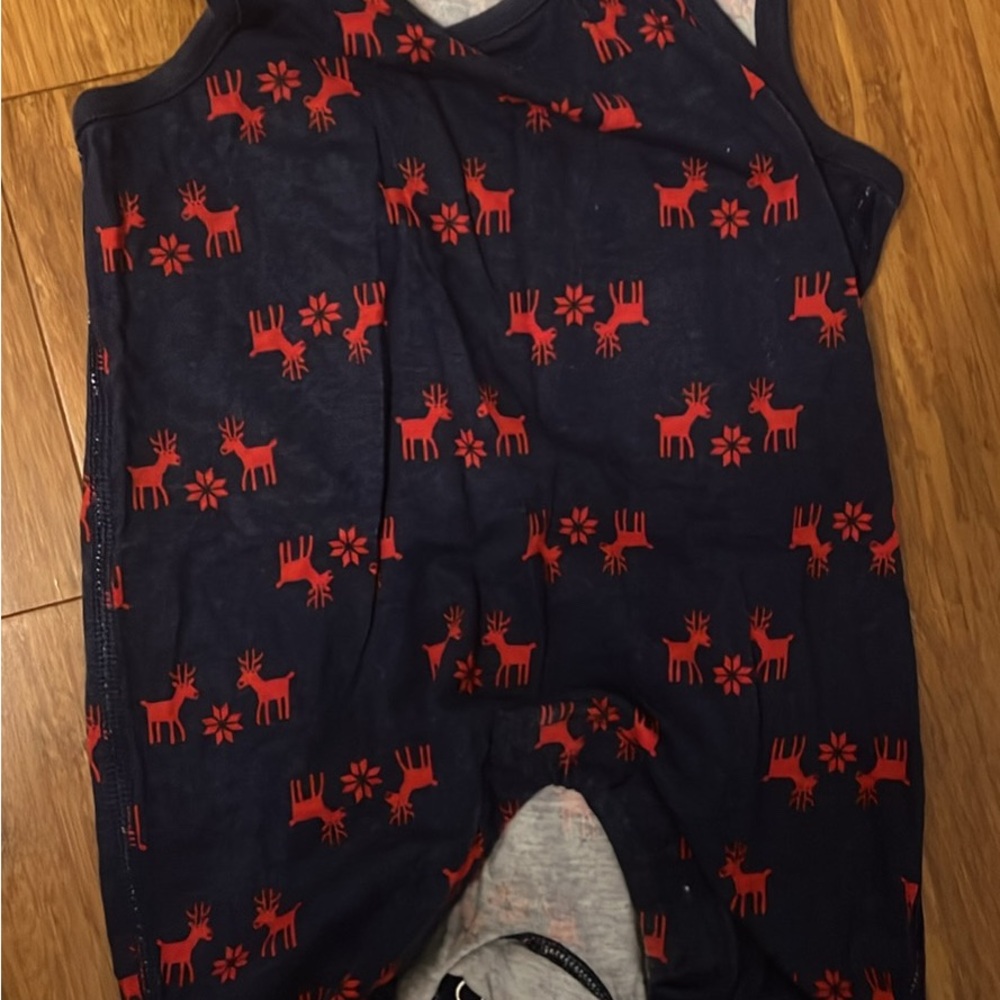 Hannah Anderson Baby Romper with Red Reindeer Print